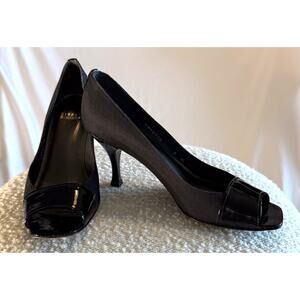 Stuart Weitzman Black Peep Toe Heels – Size 8M – Made in Spain – Leather Sole